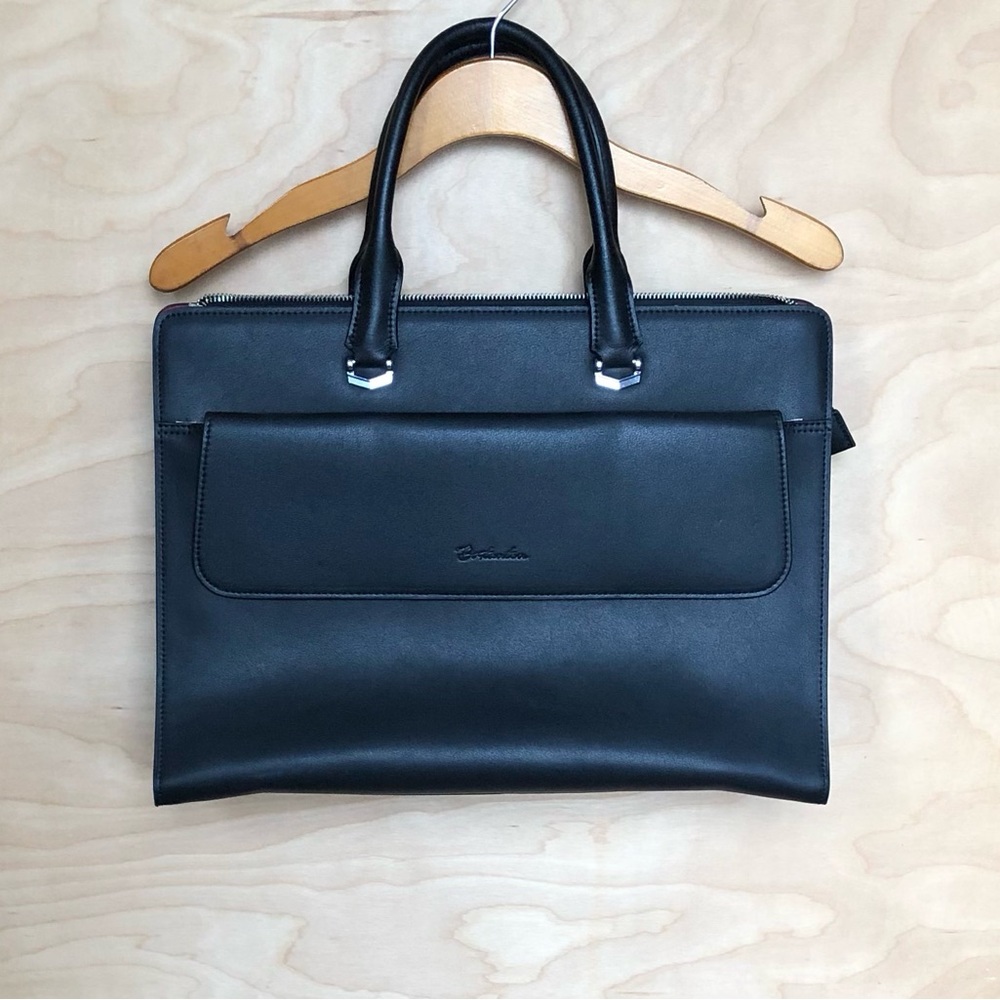 Bostanten Black Leather Briefcase 16inX12in.